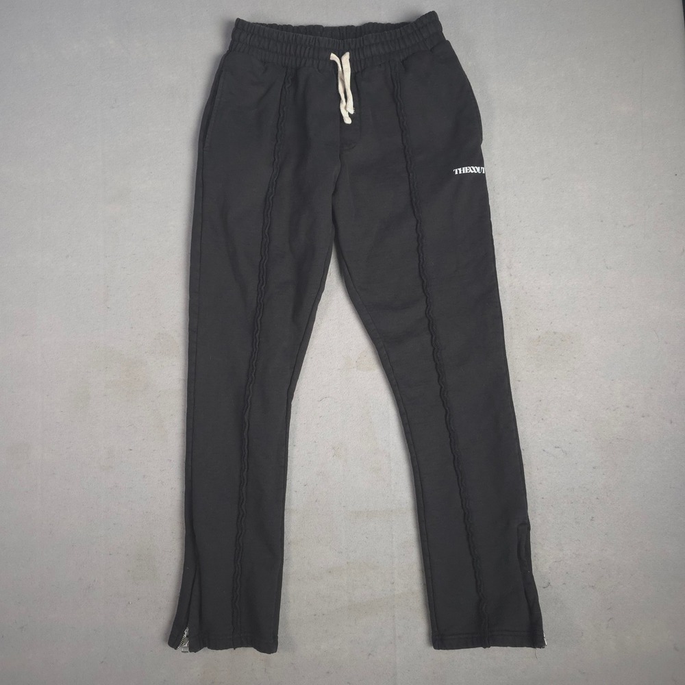 THE COUTURE‎ CLUB Black Track Pants Joggers Zipper Ankle Logo Print Womens EUR S